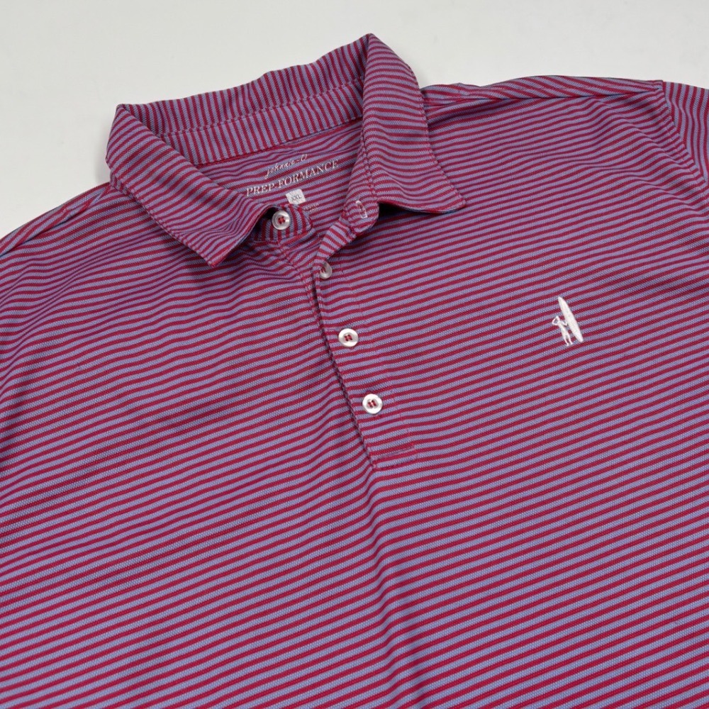 Johnnie-O Prep-Formance‎ Men's XXL Red Blue Striped Golf Short Sleeve Polo Shirt